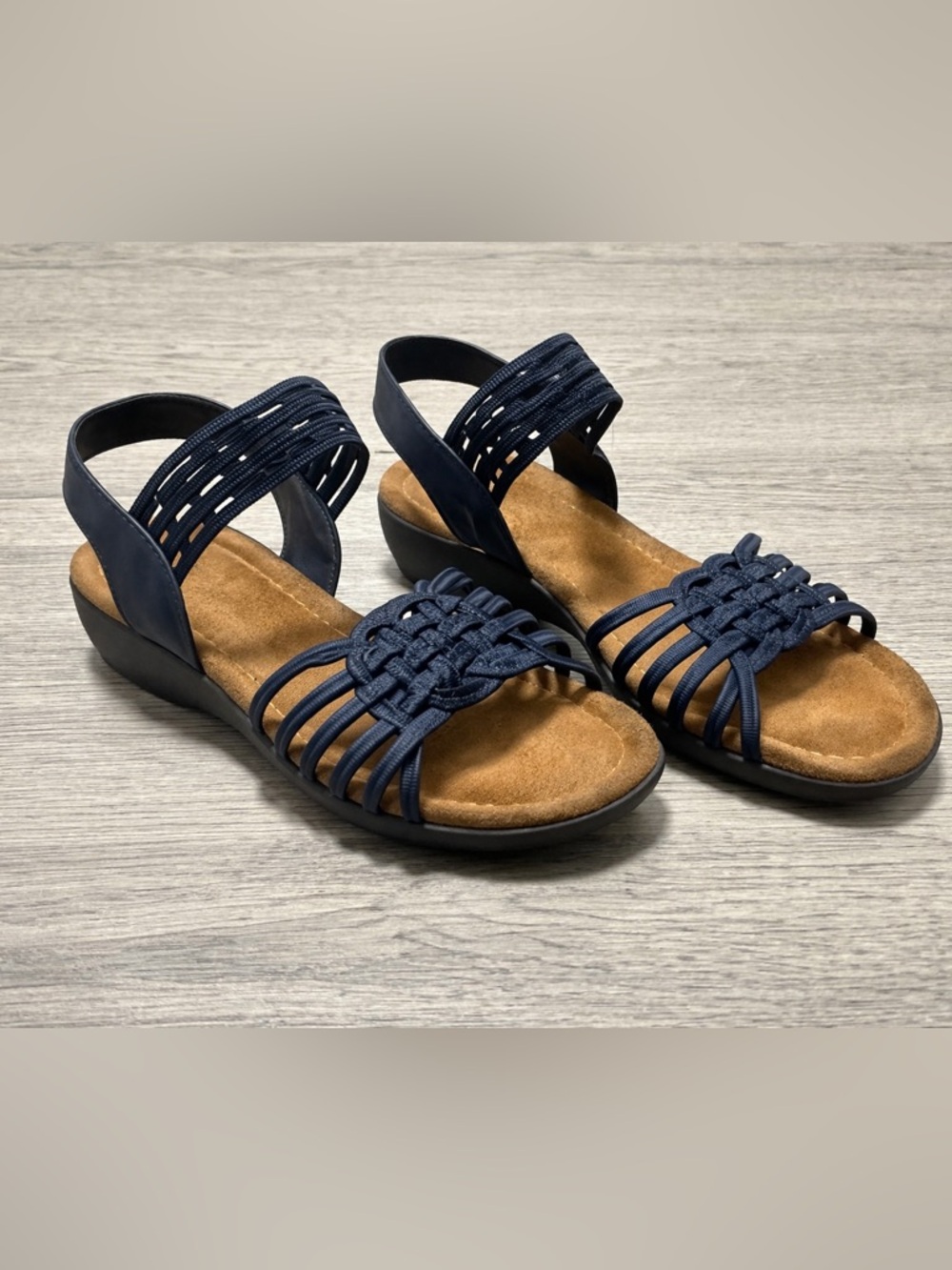 Woven Slip On Sandals Womens Size 11 Blue Casual Comfort